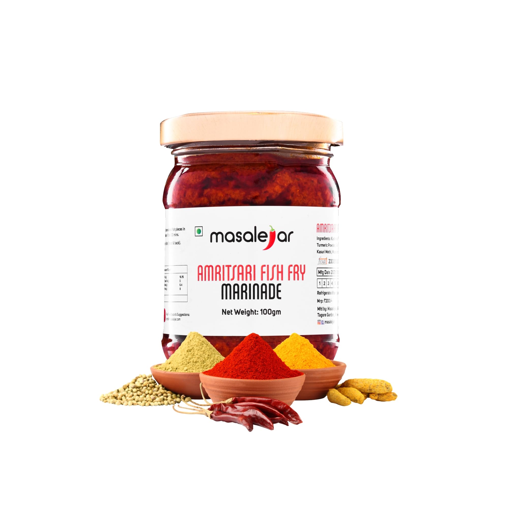 Masalejar Ready to Cook Amritsari Fish Fry Marinade Spice Mix 100 gm Serves 3-4| Fish Masala | Instant Fish Fry Masala Tikka Paste | Just Mix & Cook | Cholesterol Free | Trans Fat Free | No added colours (B09QC28195) Amazon Price History, Amazon Price Tracker