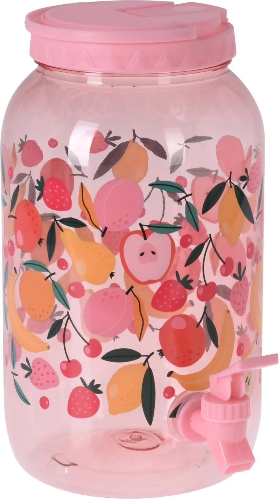 3.75 Litre Plastic Drinks Dispenser with Tap Lid & Carry Handle Water Juice Cocktail Punch (Pink)