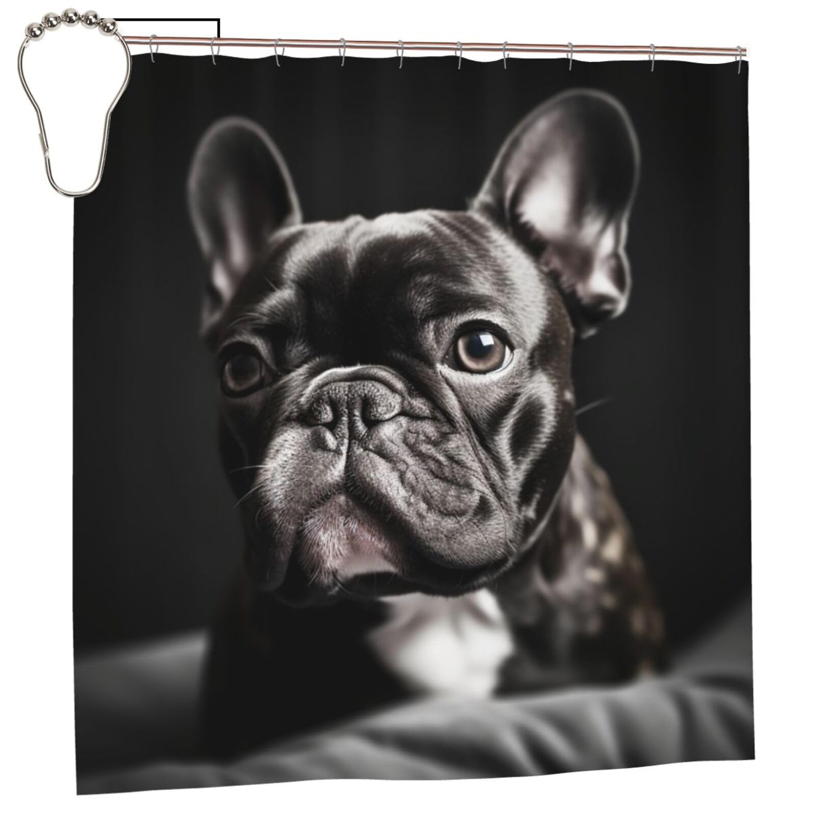 FodPand French Bulldog Shower Curtain 70"x70" Waterproof Long Bathroom Curtain Heavy Duty Thick Cloth Bath Curtain Set with Hooks, Modern Abstract Art Pattern Bathroom Shower Curtains