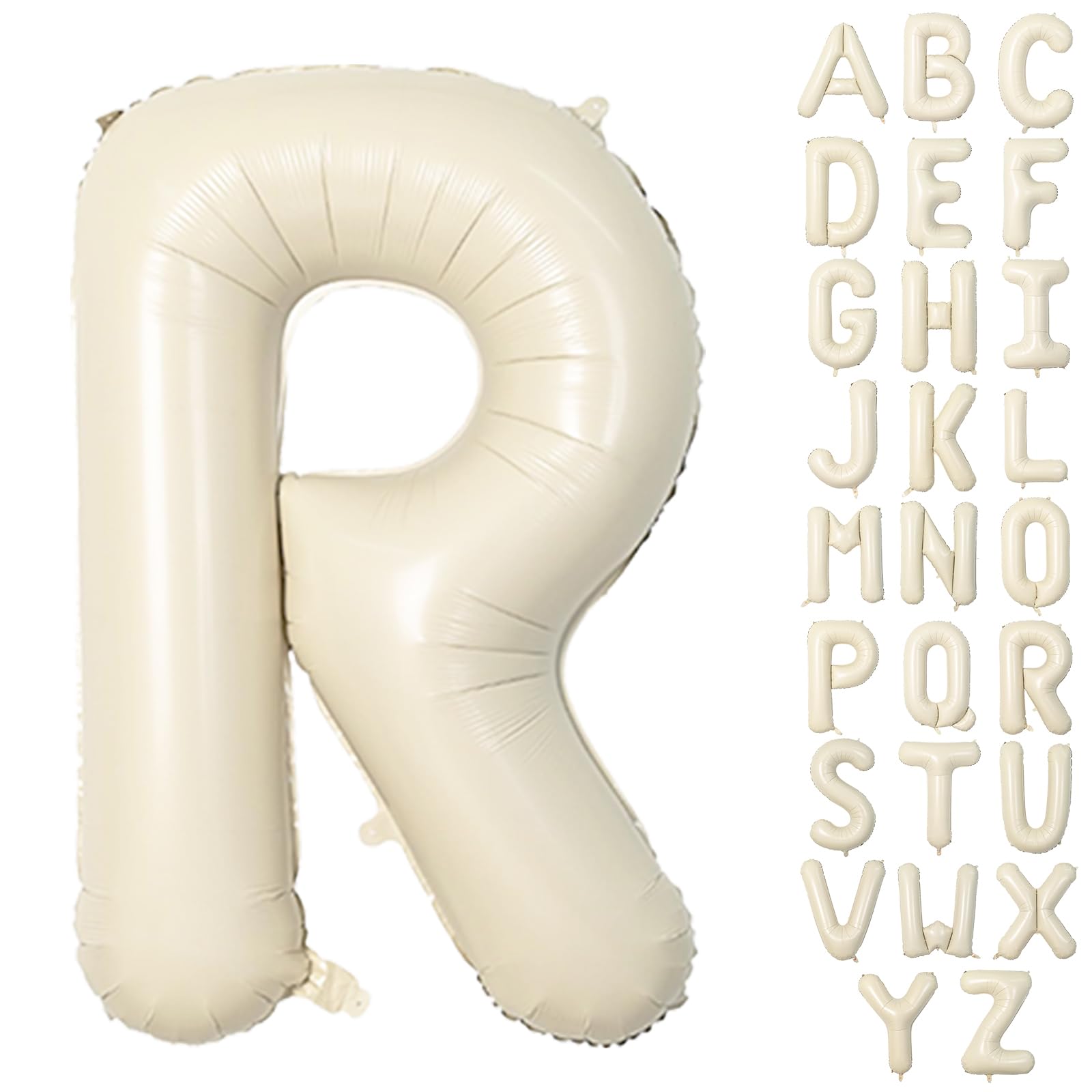 40 Inch Letter Balloons R, Big Custom A-Z Alphabet Foil Name Balloon Cream White, Self Inflating Beige Customize Helium Balloon Letters R for Women
