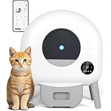 Self Cleaning Litter Box, Automatic Litter Box for Multiple Cats, Dual Safety Protection, APP Control, 1 Roll Garbage Bags and Mat