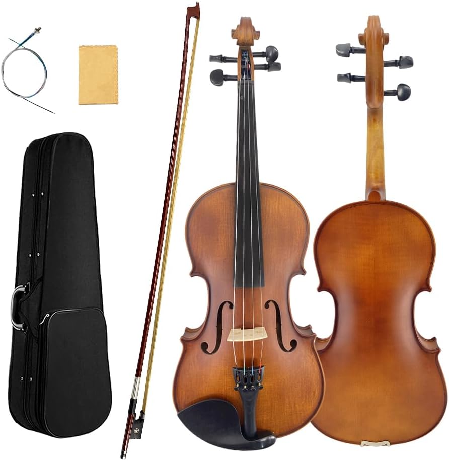 16 inch Viola with Spruce Top, Maple Back & Side, Ebony Fittings,Bow,Case 4 String Acoustic Viola for Students & Adults, Handmade
