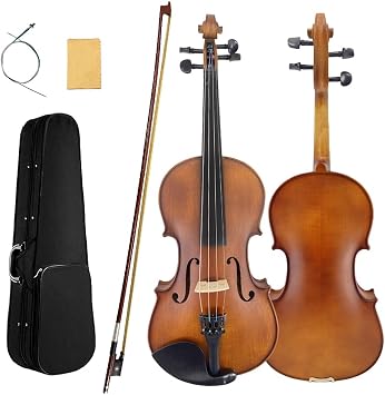 16 inch Viola with Spruce Top, Maple Back & Side, Ebony Fittings,Bow,Case 4 String Acoustic Viola for Students & Adults, Handmade