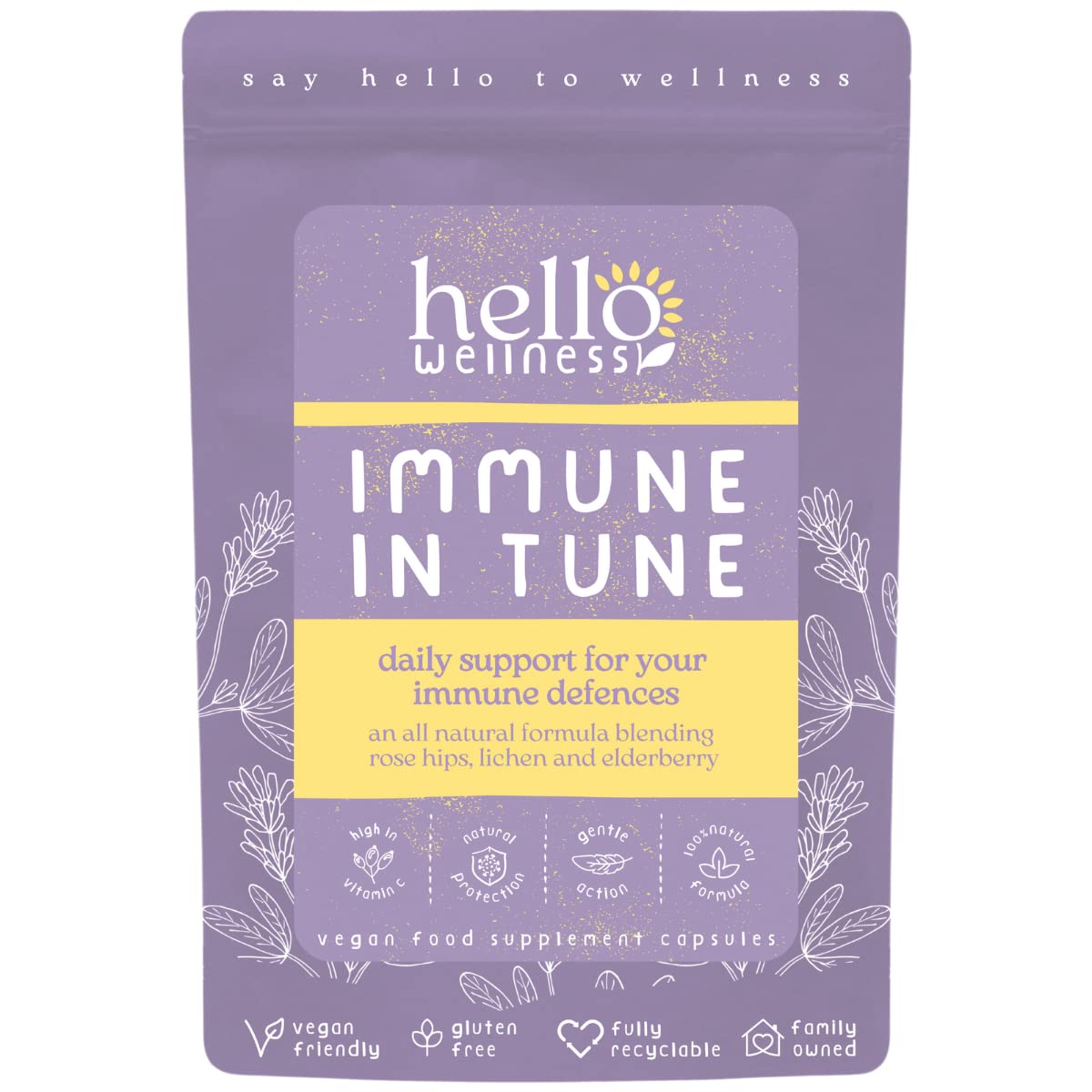 Immune In Tune Supplement | 60 Vegan Capsules | Herbal Defence | Nutritional Supplement & Immunity Booster | Contains Vitamin C