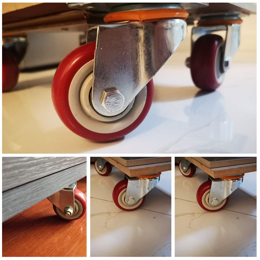 Ruedas de Transporte, Ruedas Pesadas, Ruedas universales con Frenos, Capacidad de Carga 500 kg, 4 Piezas, Ruedas de Goma de Poliuretano, 360 °; Rotación, 4 sin Frenos, 125 mm