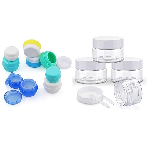 Cosywell Conjuntos de contenedores de viaje de silicona y tarros de crema PP para artículos de tocador