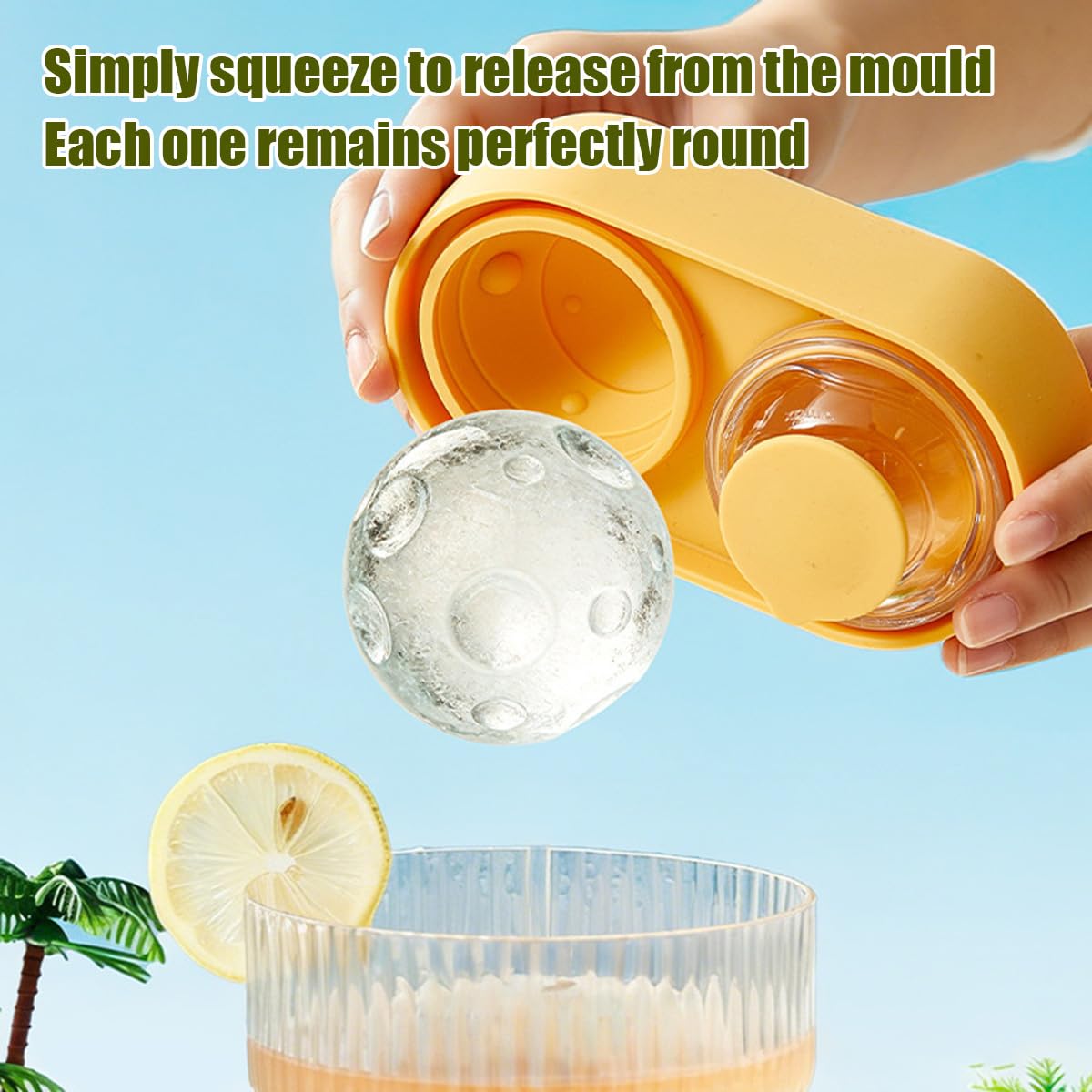 Stampo per cubetti di ghiaccio per cocktail di whisky, vassoio rotondo a sfera per bar di casa, stampo riutilizzabile per congelatore per campeggio all'aperto e feste, design a fusione lenta