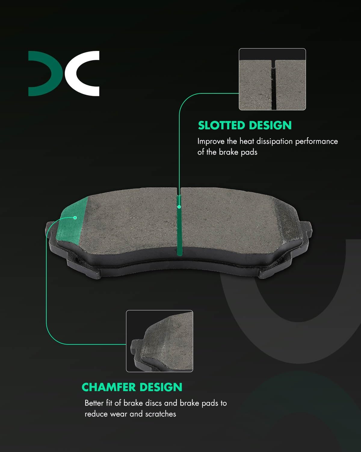 SCITOO D1331 Front Metal Brake Pads Sets w/Hardware Replacement For Cadillac For CTS 2008-2014
