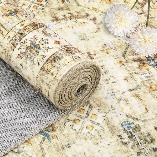 Tapete Decorativo Beige 9x12 ft Bajo Pelo Lavable miniatura 3