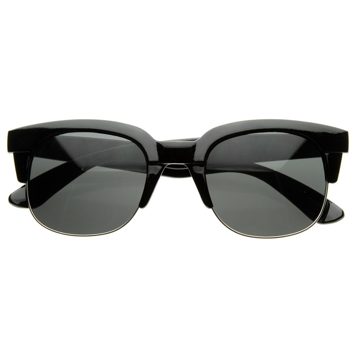 zeroUV Super Square Modern Fashion Half Frame Retro Horn Rimmed Sunglasses