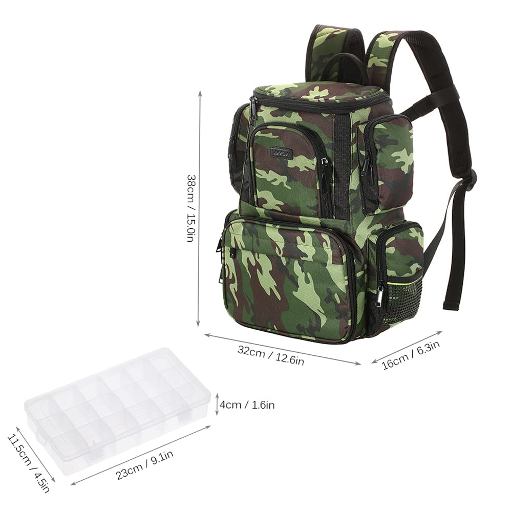 Sac de matériel de pêche Sac à Dos leurres de pêche Sac de Rangement avec 4 boîtes de matériel de pêche