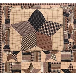 Vhc brands bingham star 2 piece twin quilt set country patchwork design soft black and tan  urban country home decor