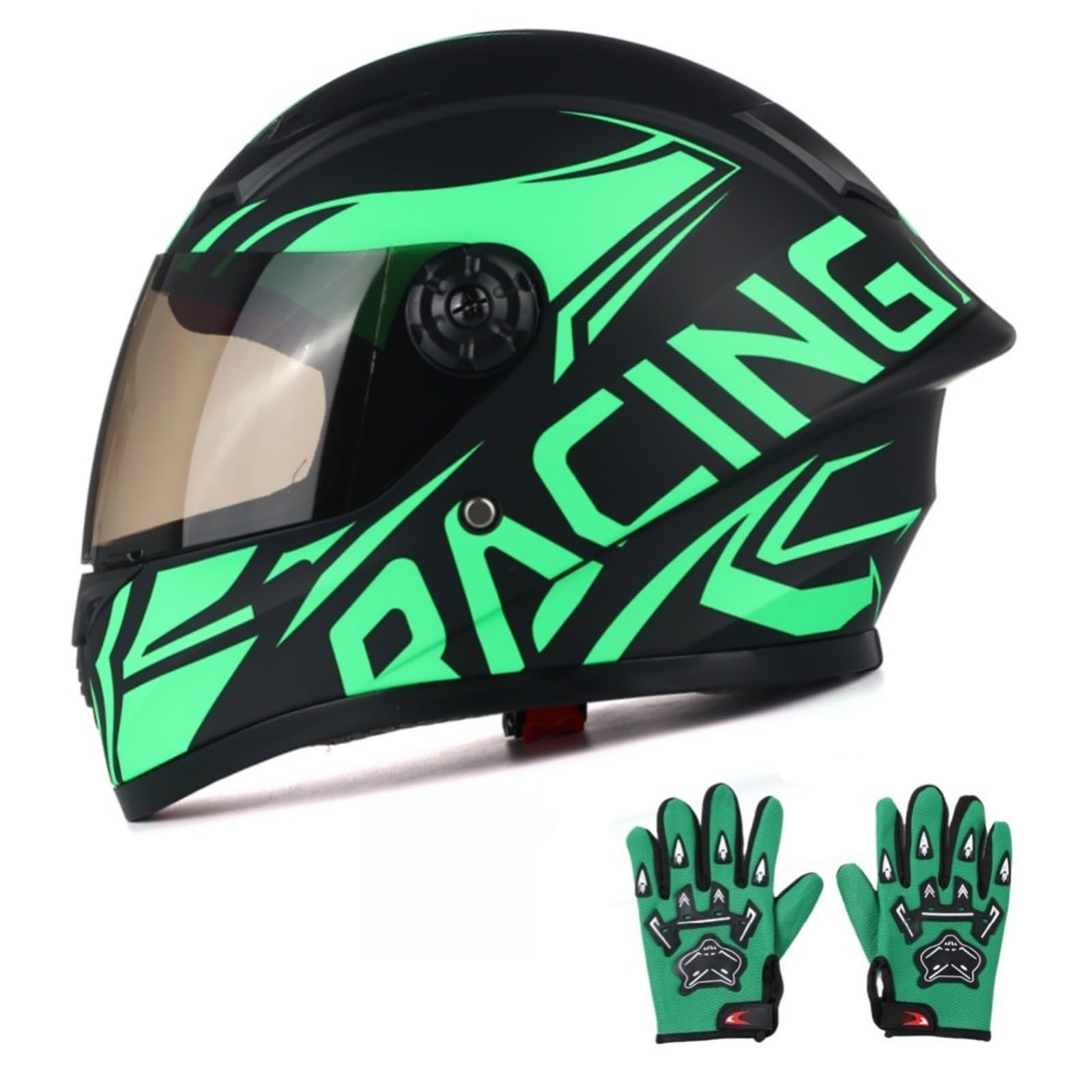Kask dziecięcy z integralną twarzą, kask rowerowy dla chłopców i dziewcząt, kask motocyklowy z wizjerem, kask dziecięcy do jazdy na rowerze, motocyklu i skuterze 3,L (51-52 cm)