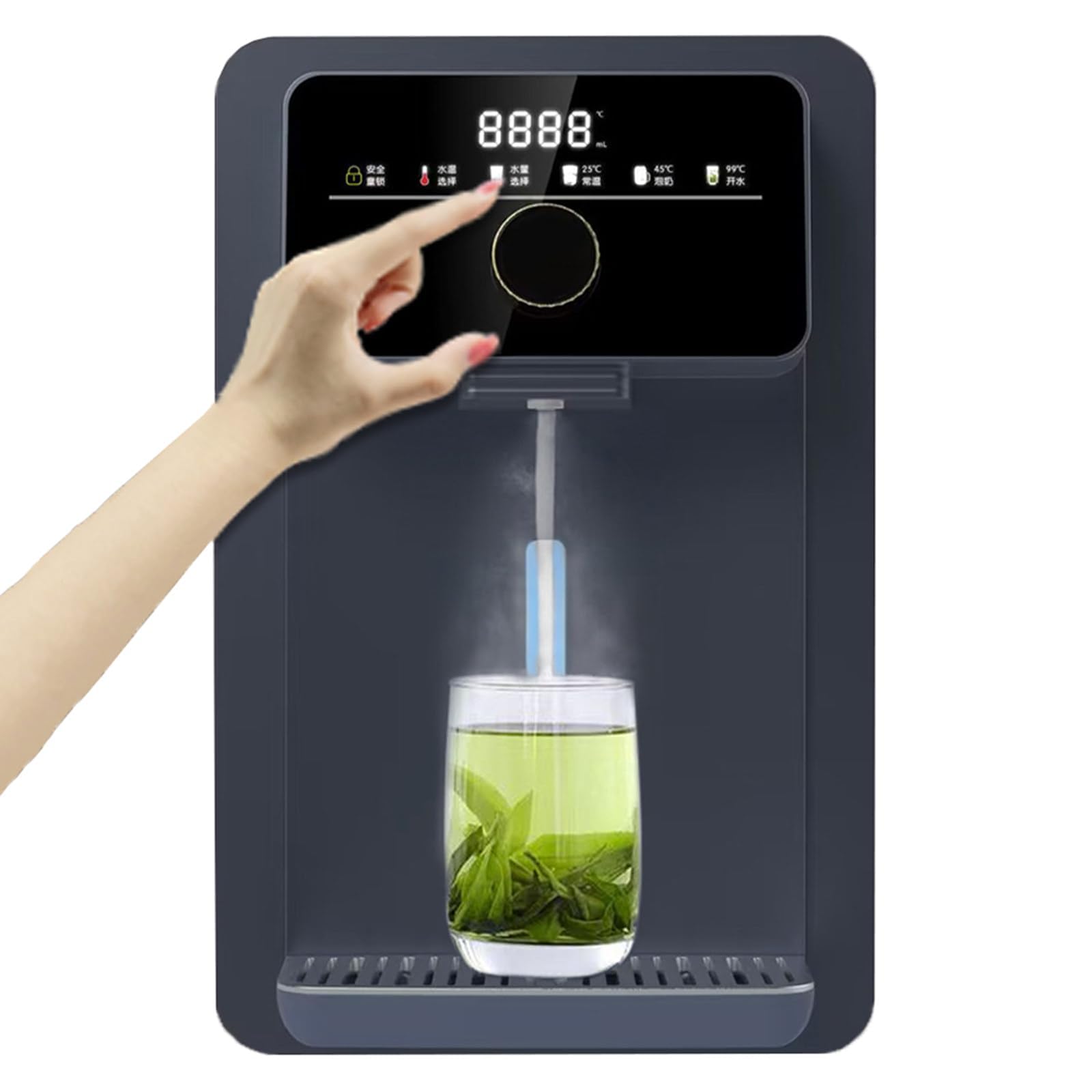 Distributore di acqua a parete | Touch screen istantaneo per acqua calda | Blocco elettronico per bambini e assunzione quantitativa per ufficio e uso commerciale