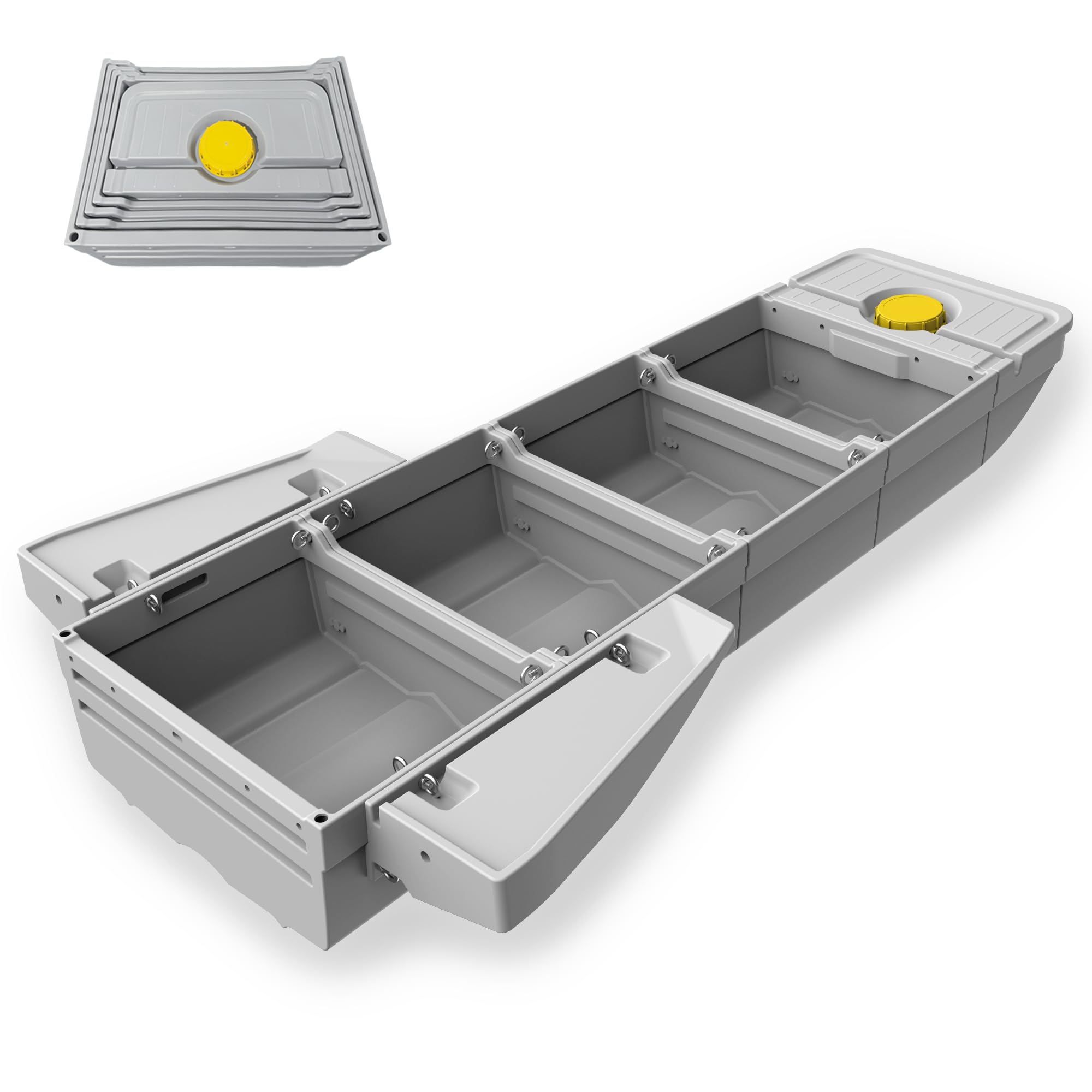 Artigree Fishing Boat, Folding Pontoon Boat, Fits in Car Trunk – Portable Modular Kayak, Seats 2-4, Motor-Ready, Sturdier Than Inflatable Boats – Ideal for Lure Fishing, Paddling Trip (Air, Gray)