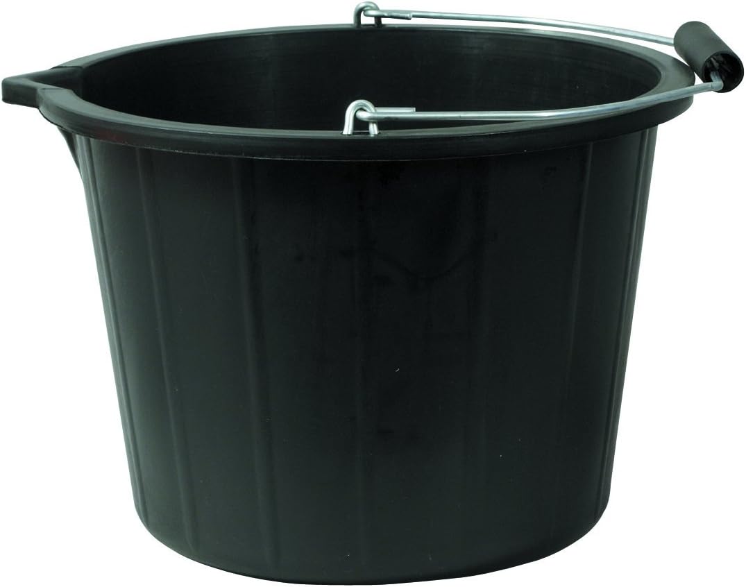 V-Lipped Calibrated Plastic Bucket. Black 15 litres - Comes with TCH Anti-Bacterial Pen!