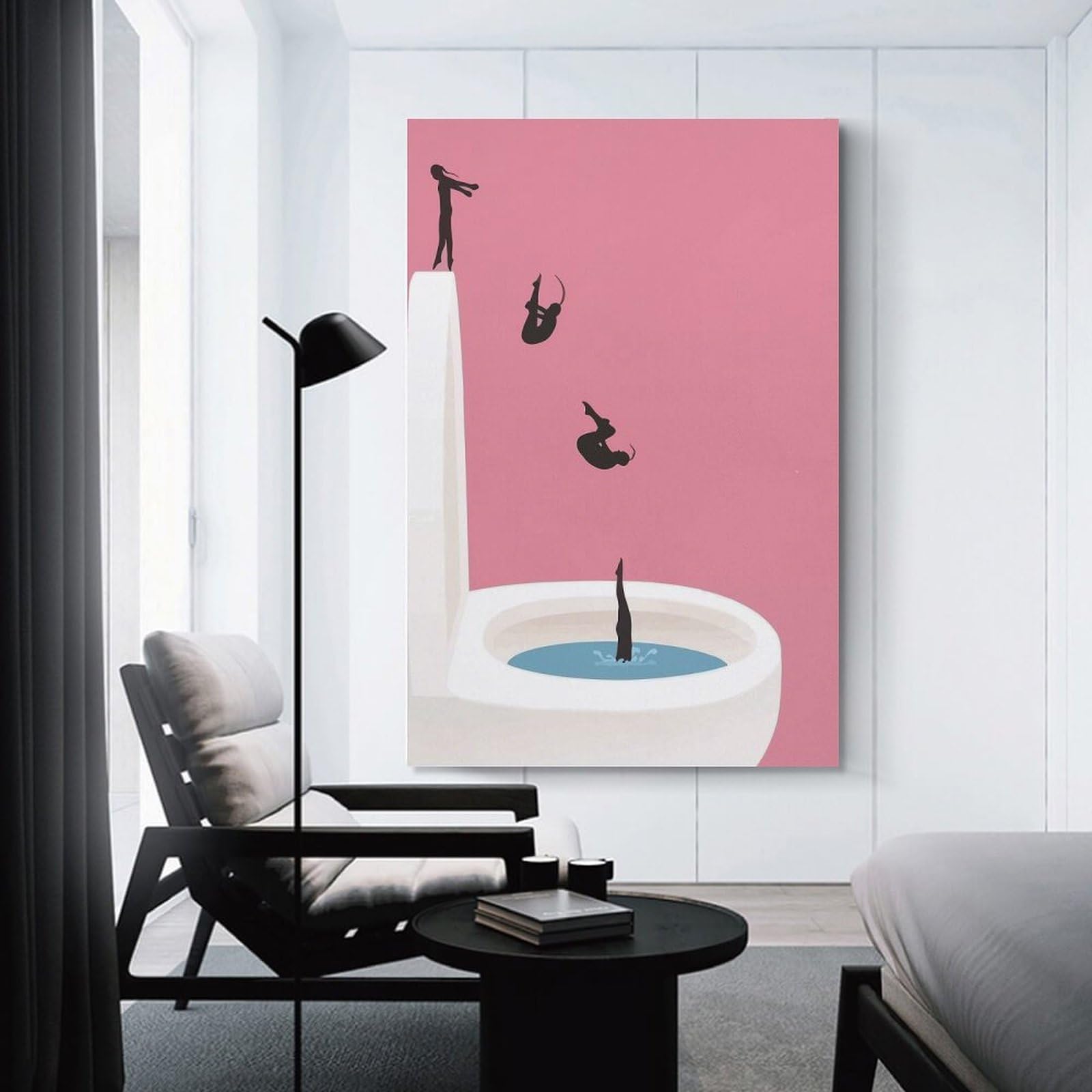 Junmoney Toilet Diving Sequence Canvas Art Print 08x12inch(20x30cm), for Calm Bedrooms, Home Corners Or Flats, An Easy Wall Refresh for Bedrooms