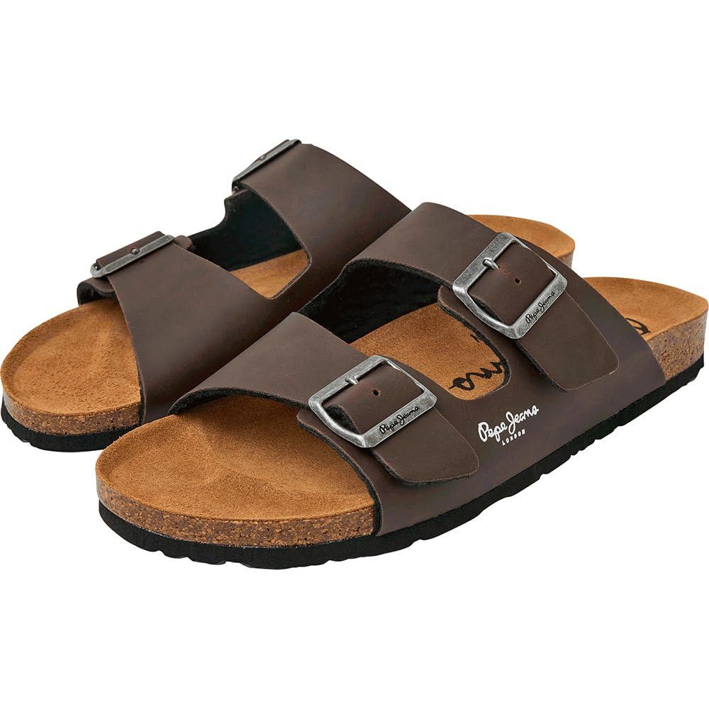 Pepe Jeans Men's Brown Sliders, 10 Uk, Sliders