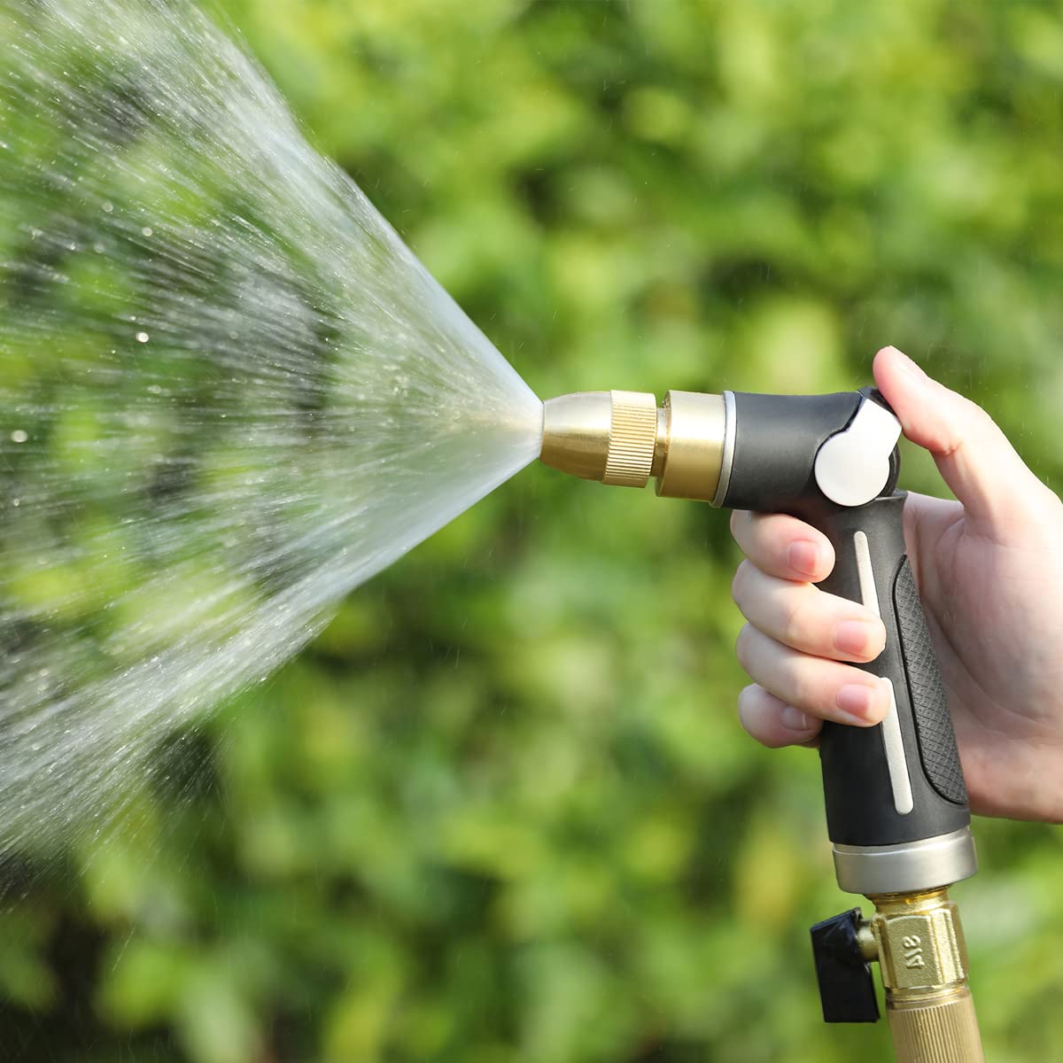 FANHAO Garden Hose Spray Gun with Brass High Pressure Jet, Metal Hose