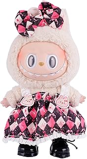Ropa Labubu de 17 cm, Ropa para Labubu incluye un vestido y un lazo para el cabello rosa