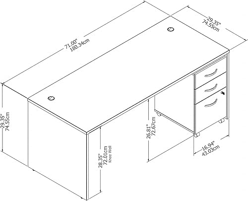 Miniatura 25 de Bush Business Muebles stc013sg Studio C computadora y archivo, 72" x 30," Storm Gray, Madera, Blanco Blanco,Negro Nuez (Black Walnut),Nogal