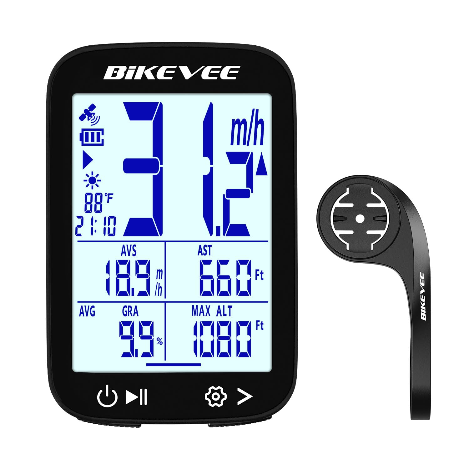 GPS Bike Computer, 2.4" Screen, Altitude, Gradient, IPX7, 28H