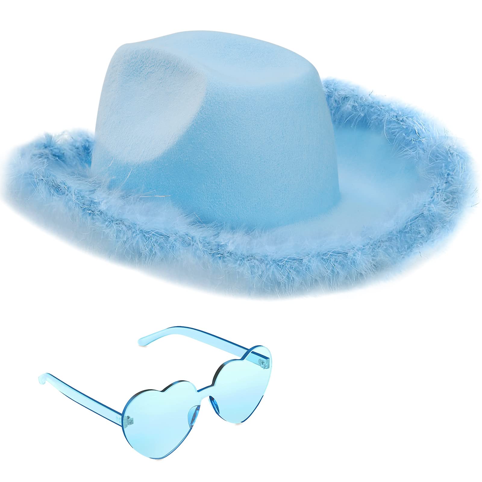 Tanganan Cowboy Hat for Women Men Cowgirl Hat Sparkly Cowboy Hats for Halloween Costume Dress Up,Bachelorette Theme Party (Blue) — image 1