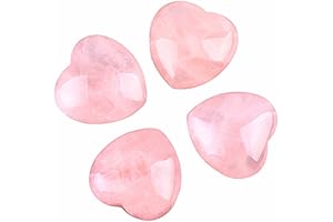 Pack of 4 Healing Rose Quartz Heart Stones for Enhanced Love, Chakra...