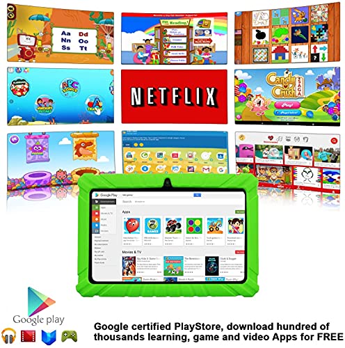 Contixo Kids Tablet Bundle V8, 7-Inch Hd, Ages 3-7, Toddler Learning Tablet With Camera, Wifi, Parental Control & Kid Safe 85Db Bluetooth On The Ear Headphones Bundle Green, Perfect For Back To School #TOP1