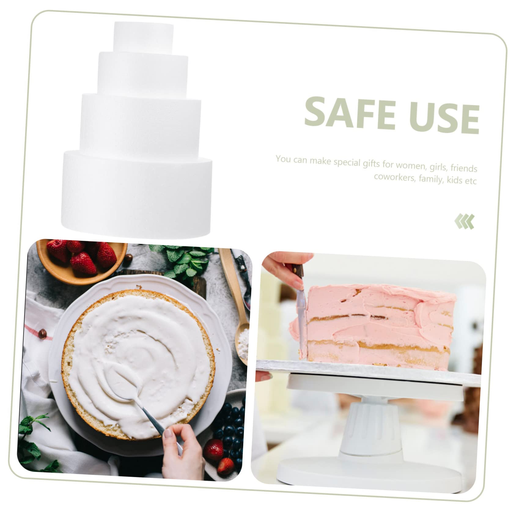 4 Stück Weißer Schaumstoff Kuchenformen zum Dekorieren Flexibel und Glatt für Torten Dekoration und Übung zu Hause oder Geschenk