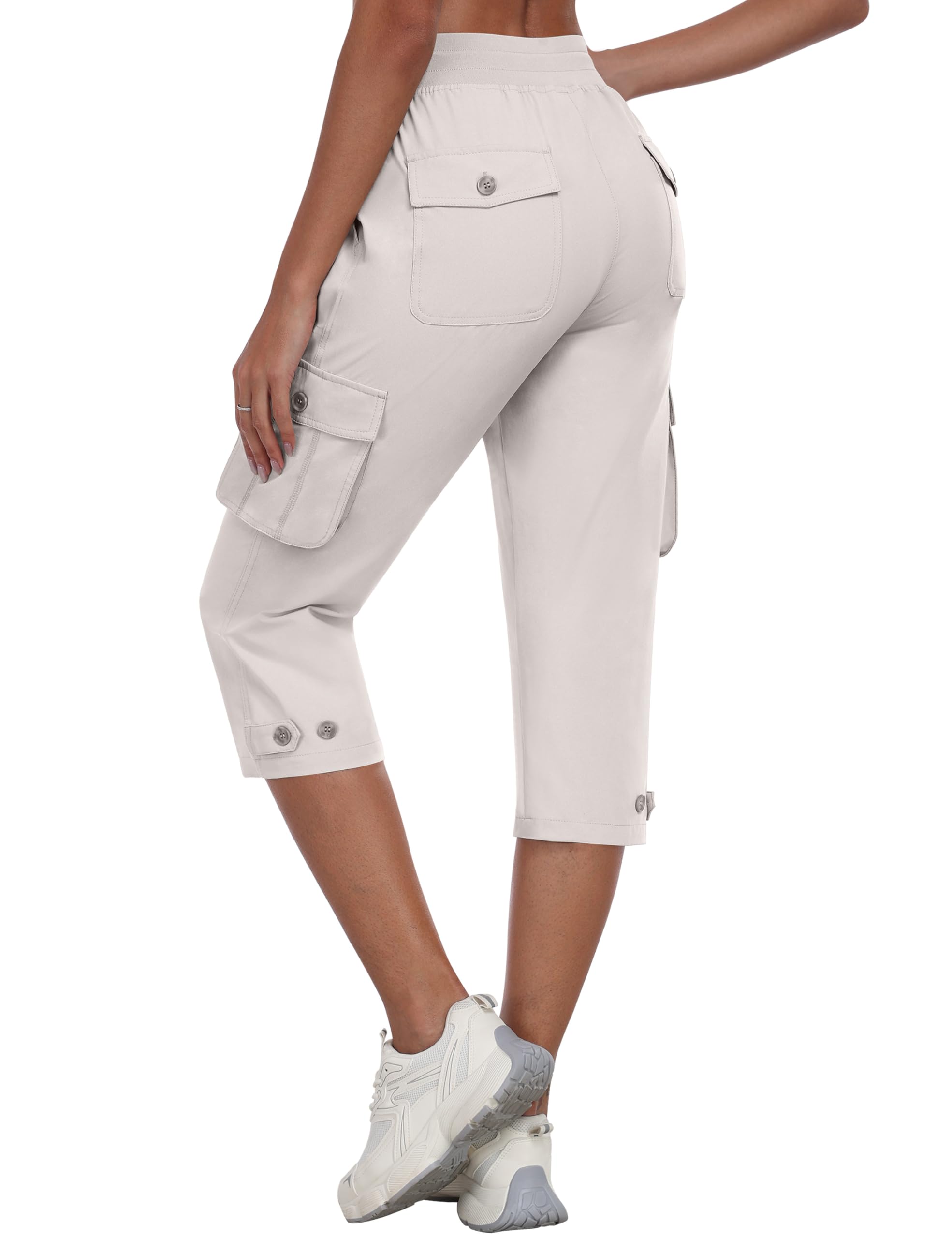 MoFiz Women's Cargo Capris Pants with Pockets Lightweight Quick Dry Travel Hiking Summer Pants for Women