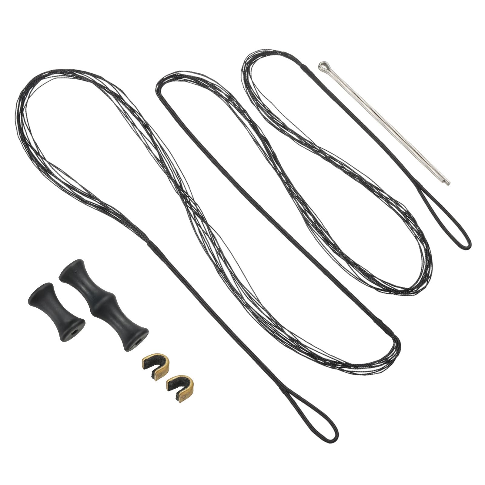 PATIKIL 53.5 Inch Bow String Replacement, Archery Bowstrings Accessories 12 Strands Bowstring with Finger Guard & 2 Brass Nock Points for Traditional Recurve Longbow, Black
