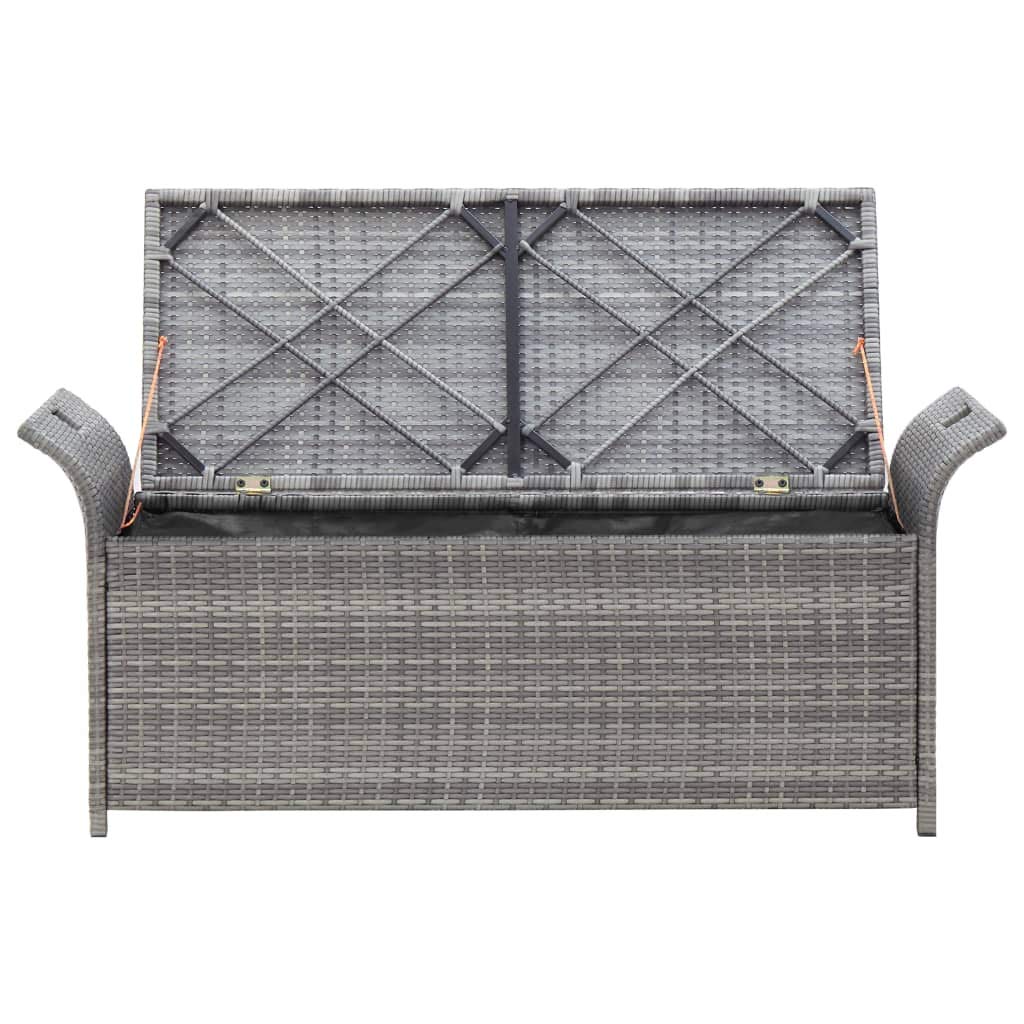 Truhenbank mit Auflage Gartenbank Gartentruhe Kissentruhe Kissenbox Sitzbank Rattanbank Grau 138 x 50 x 60 cm Poly Rattan