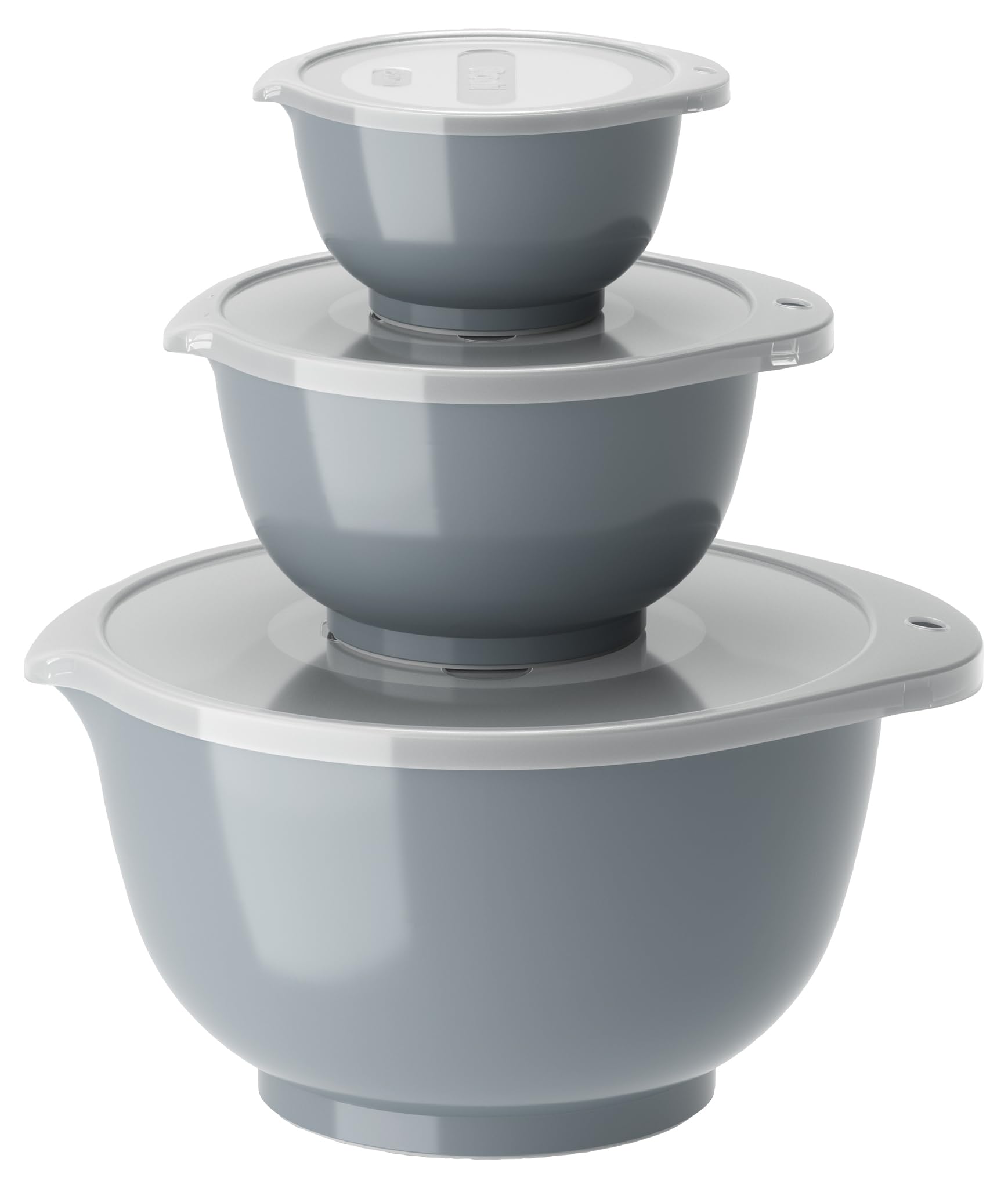 Rosti Margrethe Set of 3 Plastic Mixing Bowls - 3 Lids Included - Airtight Salad Bowls - Airtight Salad Bowls - 0.25 Litre, 0.75 Litre and 3 Litre, Pastel Blue
