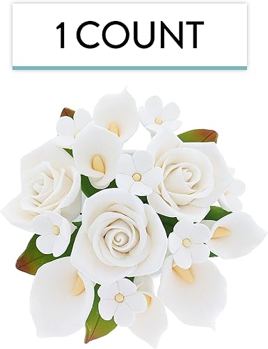 Miniatura 3 de Global Sugar Art Ramo de rosas de calalla y lirio de la paz blanco para decoración para pasteles de boda por Chef Alan Tetreault