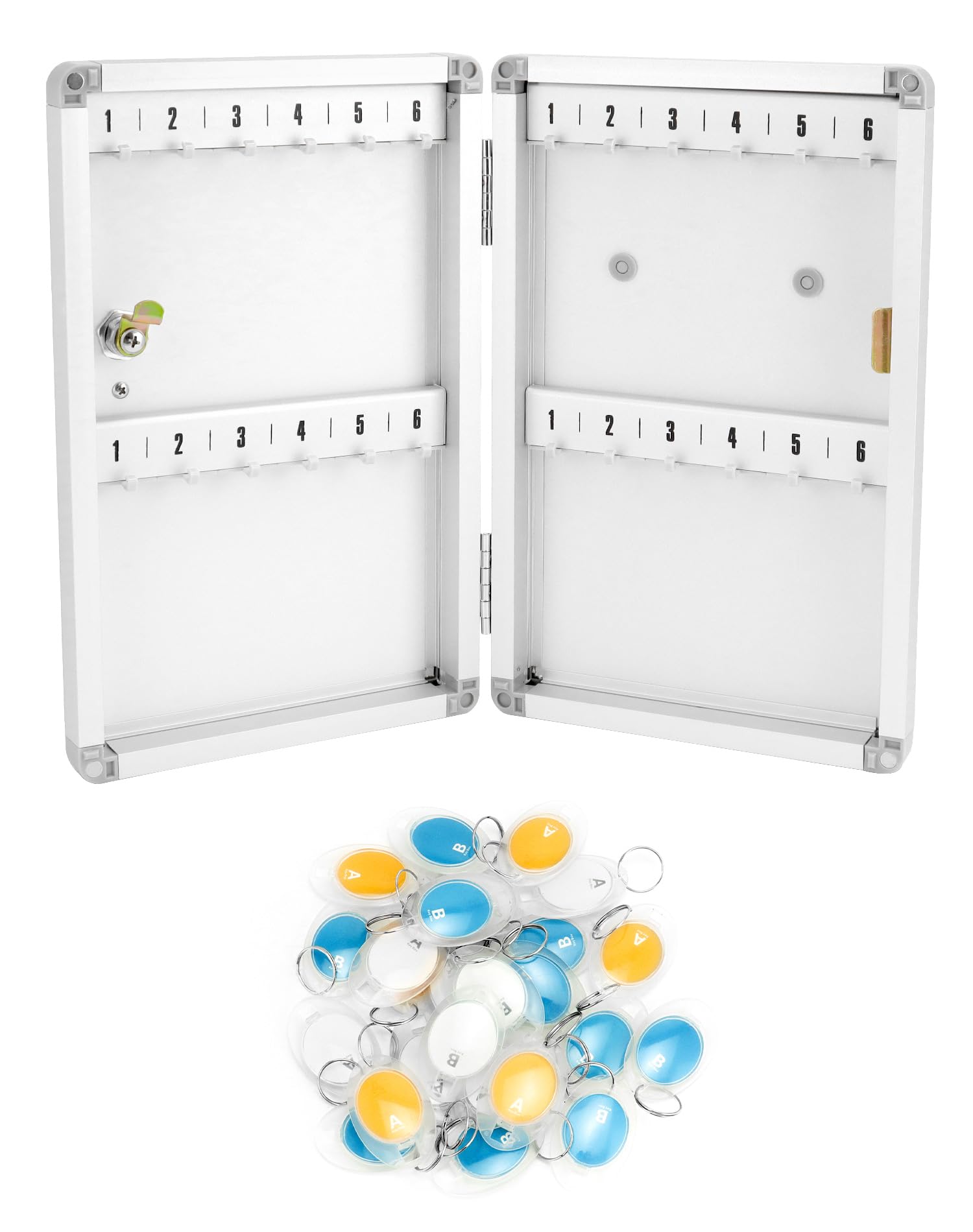 QWORK® Cassettiera per Chiavi da Parete, 24 Chiavi, Cassetta Portachiavi con Serratura - 32 x 21 x 5,5 cm