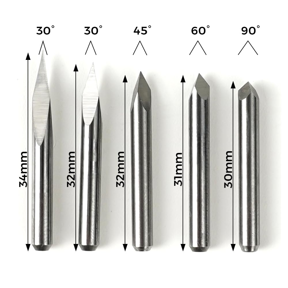 Cnc Router Bit Sizes Snapklik.com : OUYANG 1/8 Shank Triangular CNC Router Bits 3 Flutes, 20 ...