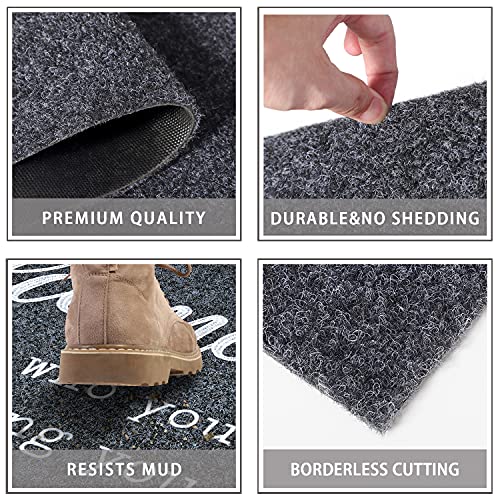 JJUUYOU Large Welcome Mat for Front Door Large 120X45CM Outside Entryway Funny Welcome-ish Gray Doormat Non Slip Rubber Backing Low Profile Mats for Entry Patio Shoe Rugs - Image 4