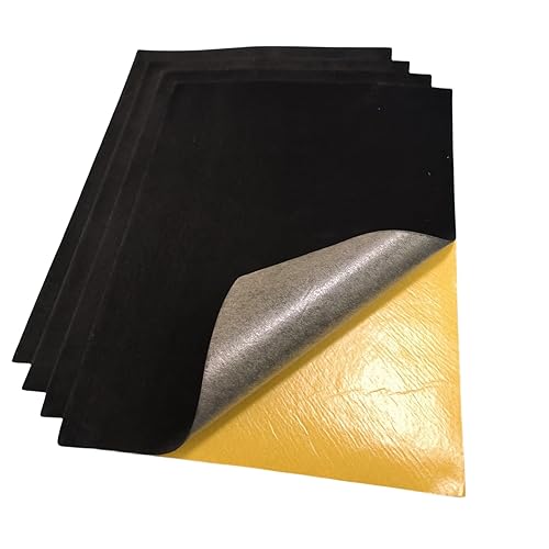 4 hojas de terciopelo autoadhesivas, tela flocada autoadhesiva para cajones de joyas, forro de caja de almacenamiento (4 piezas, negro)