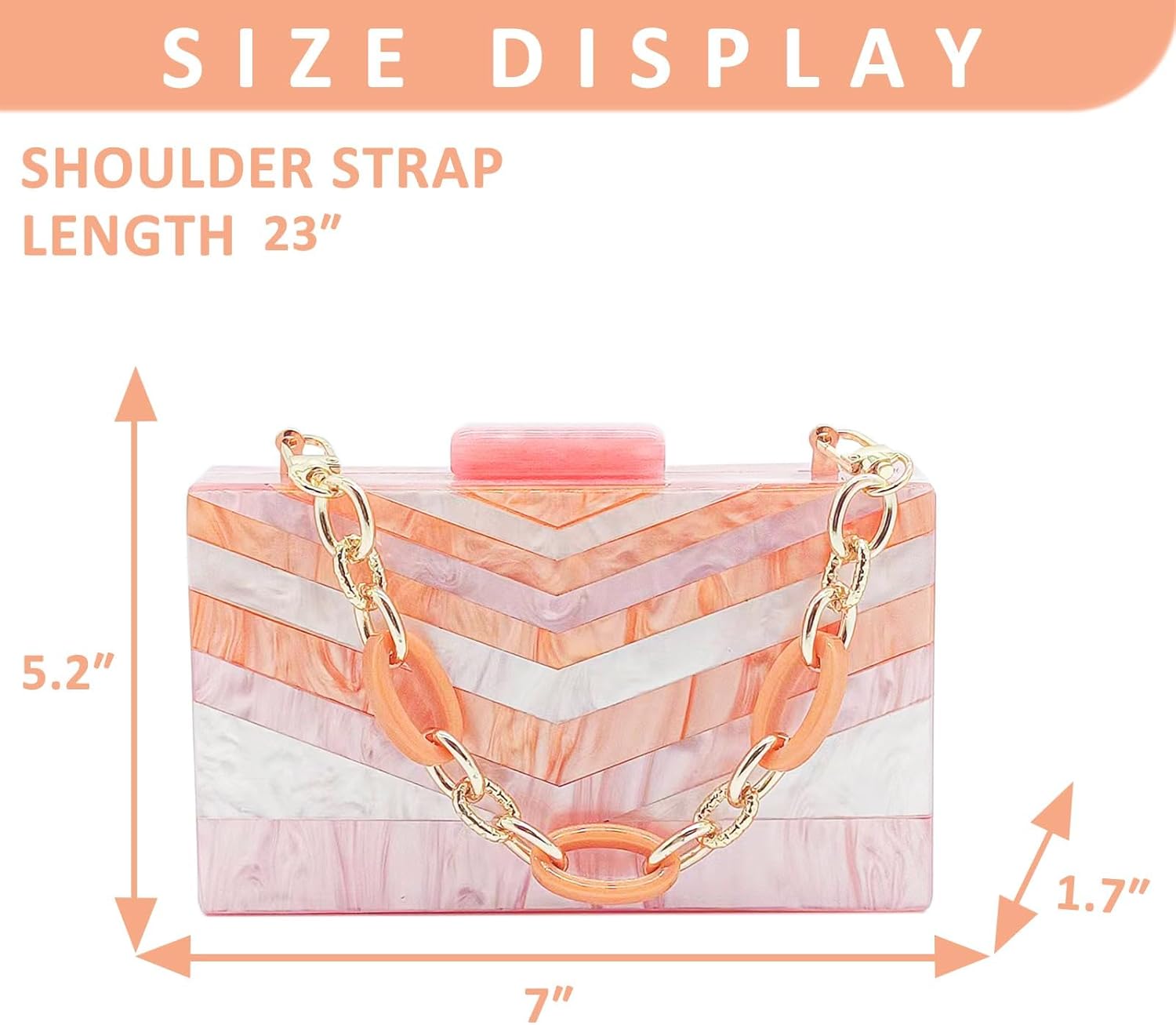 Acrylic Evening Bag, Clutch Purses for Women, Colorful Geometry Motifs Crossbody Bag for Wedding Party(Pink) - Image 4