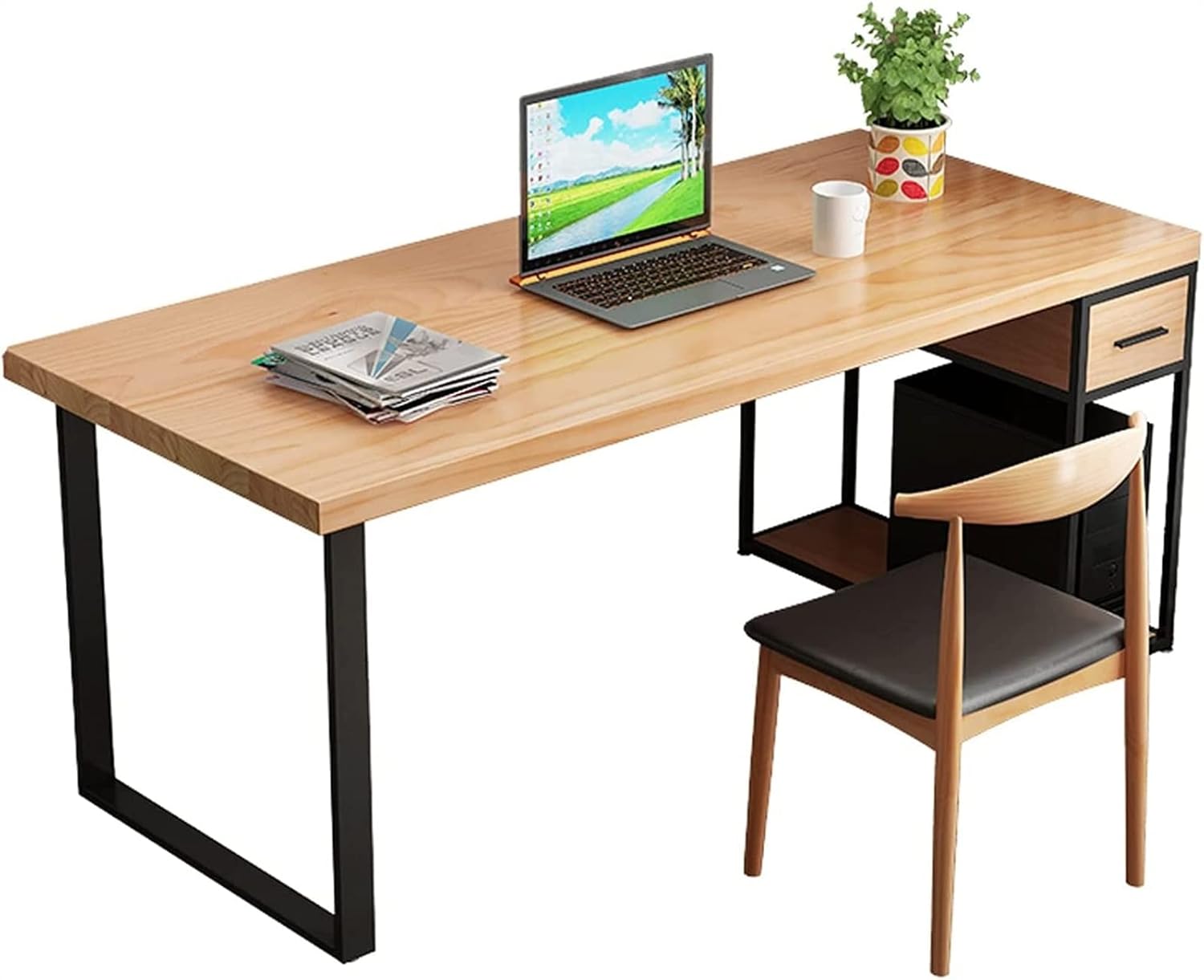 Computer Desk Modern Minimalist Style Pine Desk Home Office Desktop PC Laptop Desk