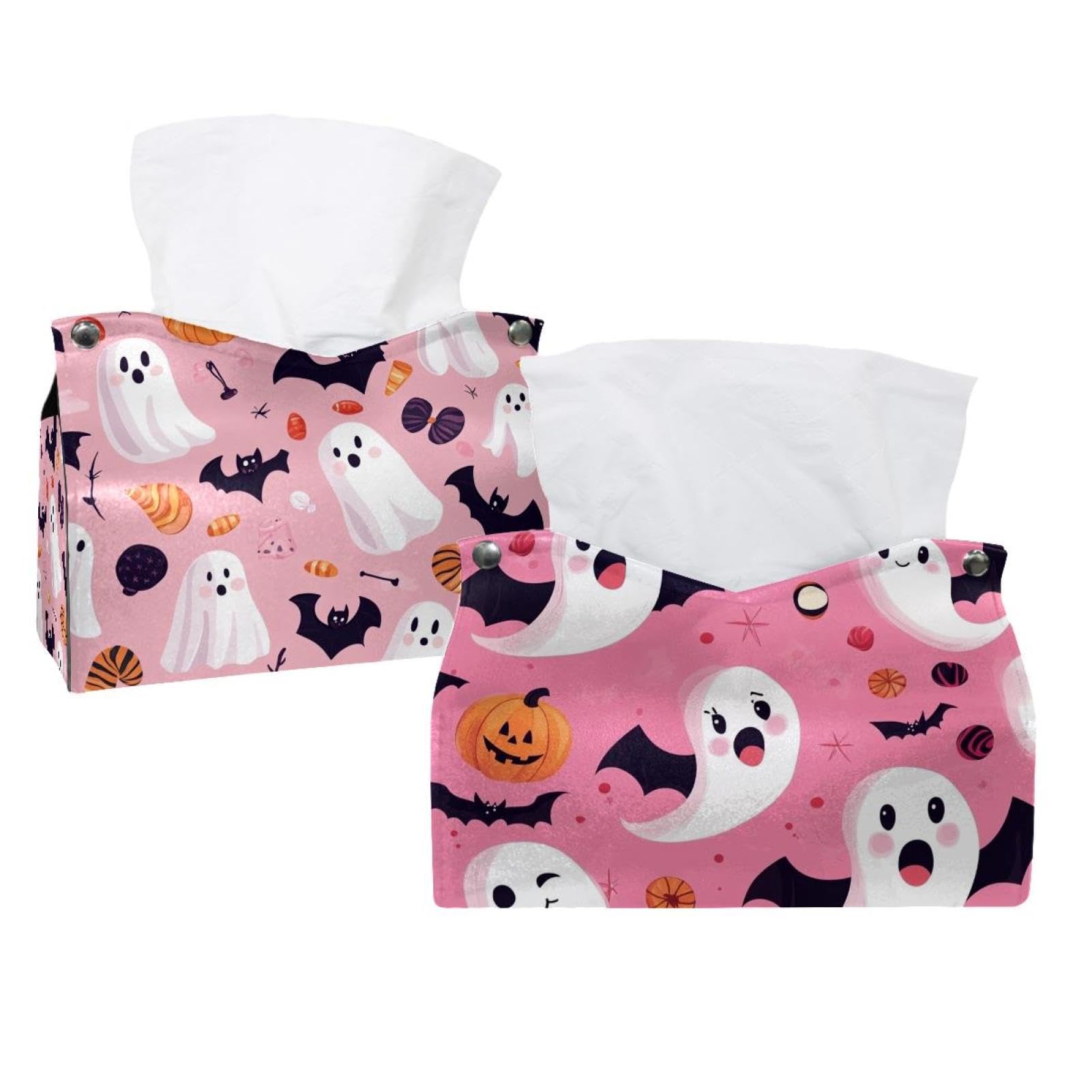 Boîte à mouchoirs d'Halloween en lot de 2 distributeur moderne citrouille et chauve-souris