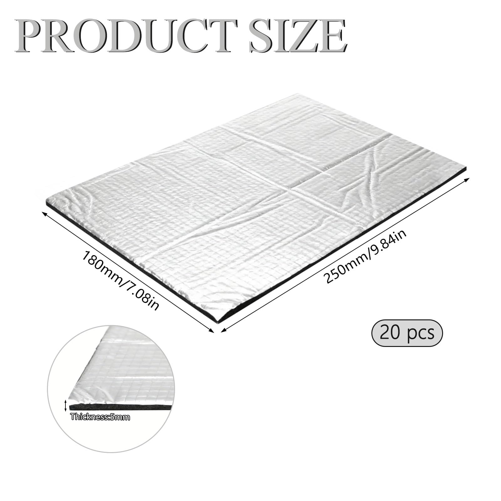 Tappetini Isolanti per Auto Isolante Termico Adesivo 250x180x5 mm Ignifugo Impermeabile