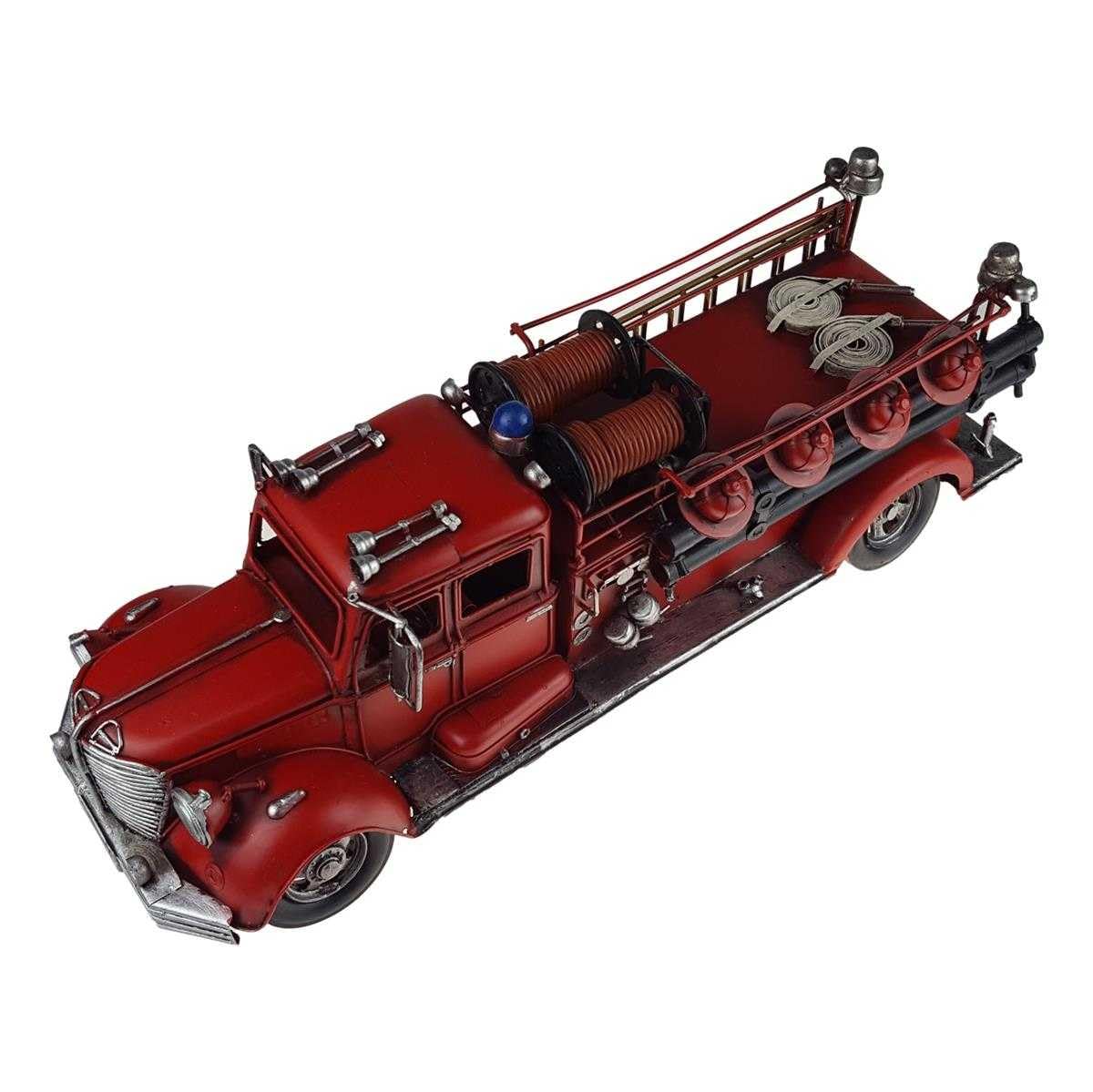 Blechmodell Blechauto Modellauto Feuerwehrwagen Feuerwehrauto Antik-Stil Eisen rot L 51,1 cm