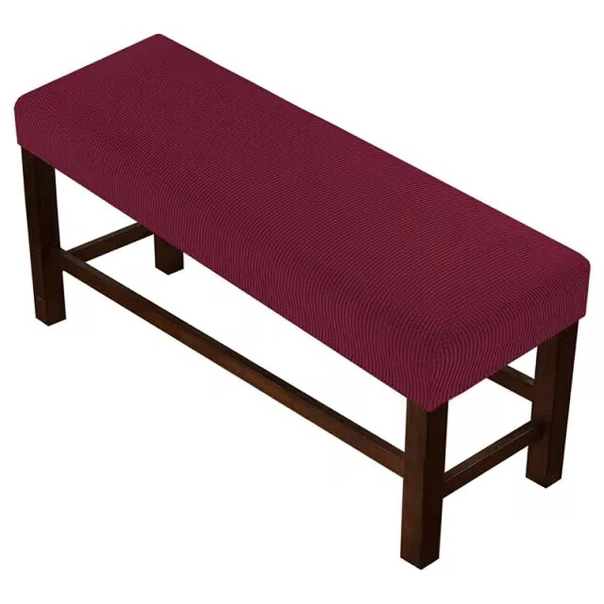 VEAI Bench Cushion Covers Indoor 120 175cm 150cm, Ottoman Cover Rectangle with Elastic Bottom, Pouffe Cover Rectangle Soft Slipcover for Living Room and Kitchen(burgundy,60-85cm)