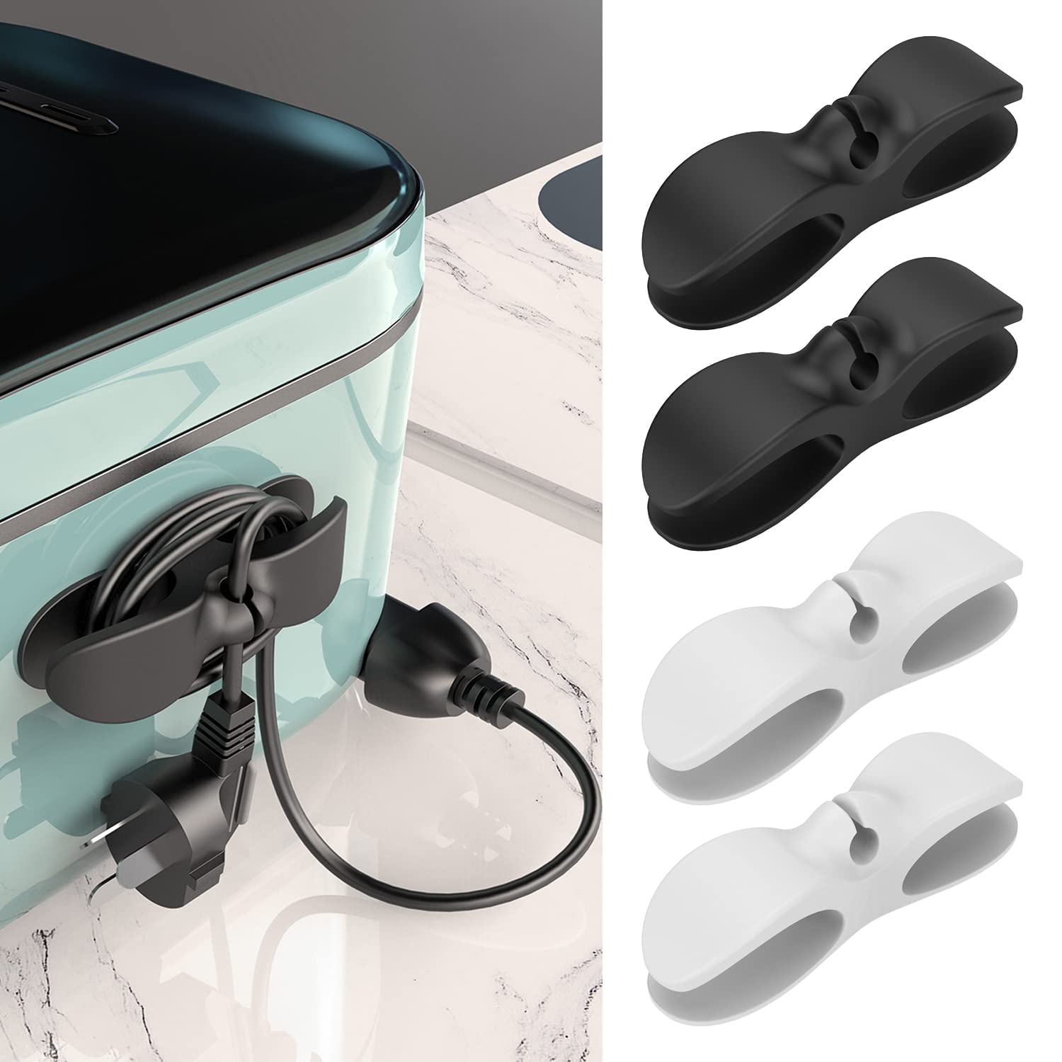 MAKINGTEC Cord Organizer for Kitchen Appliances, Adhesive Cord Holder, Cord Wrapper, Cord Winder for Appliances Stick on Mixer, Blender, Coffee Maker, Pressure Cooker and Air Fryer (4 Pack)