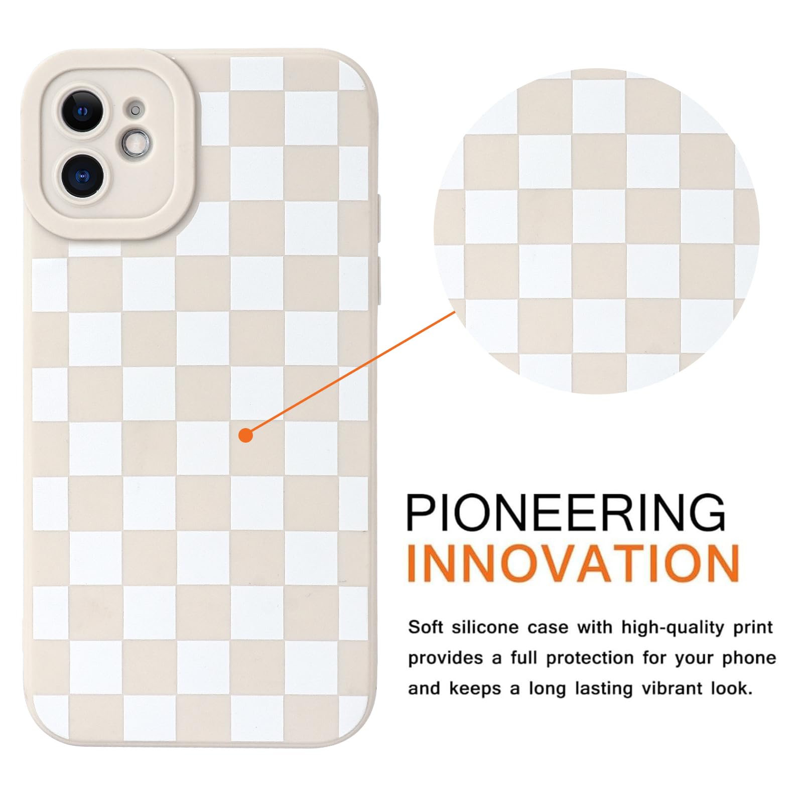 Bonita funda a cuadros para iPhone 11 de 6.1 pulgadas, diseño de celosía de ajedrez, funda estética, delgada, suave, silicona TPU a prueba de golpes, funda protectora completa para cámara para