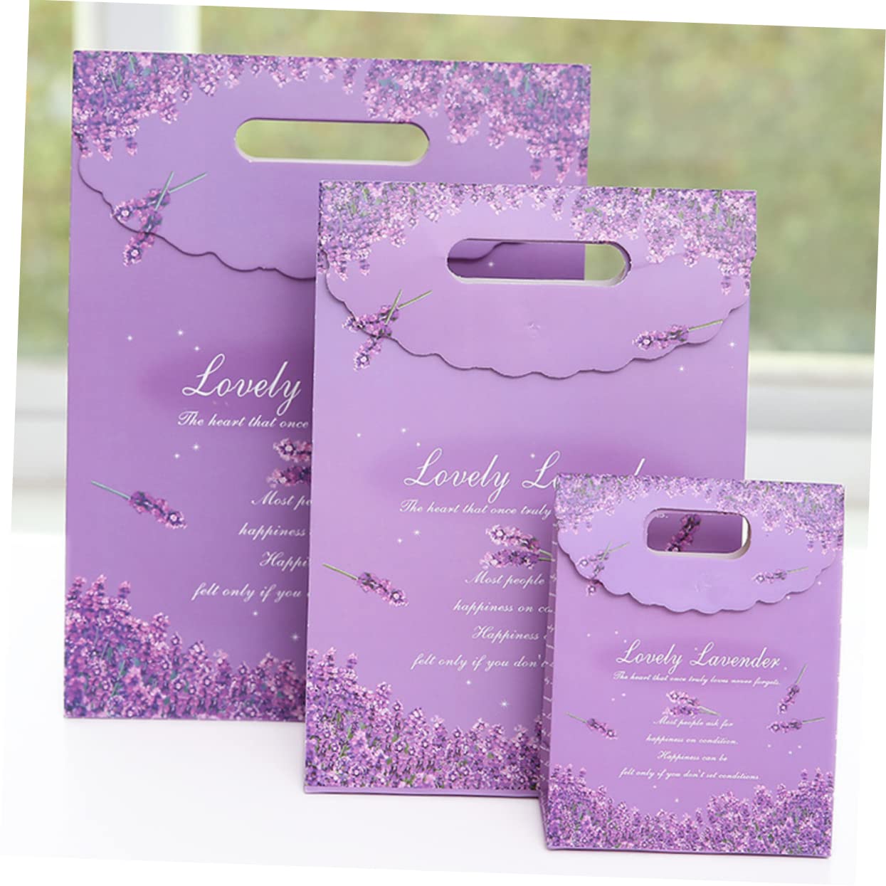 Lila Lavendel Papiertüten 10 Stück Geschenktüten mit Tragegriff