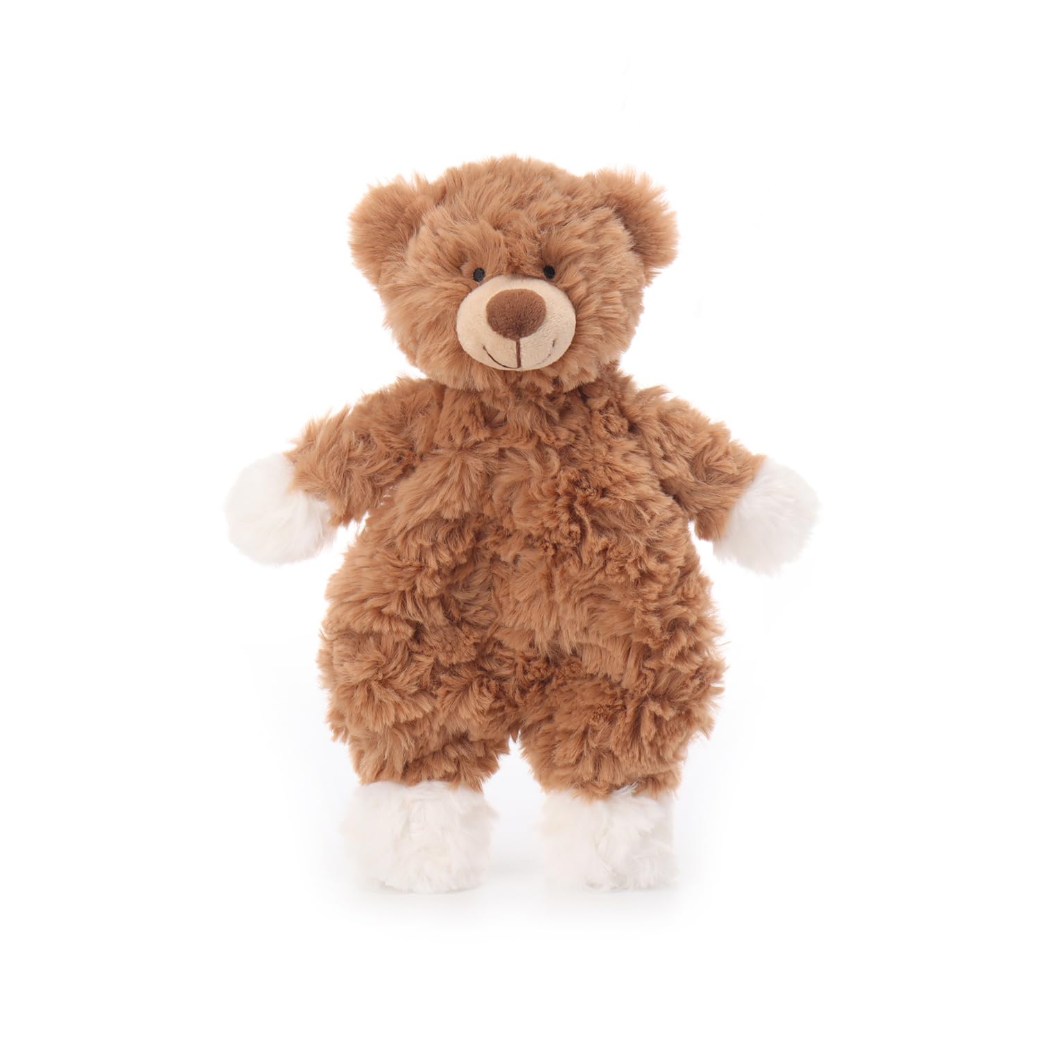 Apricot Lamb Flower Bear Cute Comforter Plush Security Blanket for Baby Boy and Girl, Cuddly Lovey for Infant and Toddlers, Brown 10 Inches