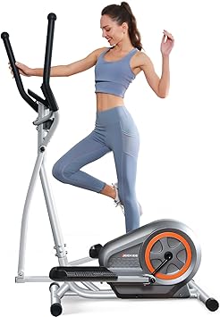 JEEKEE Elliptical Machine, Elliptical Machines for Home Use, 16 Resistance Levels, Ultra-Quiet Magnetic Driving System, Elliptical Exercise Machine with LCD Monitor